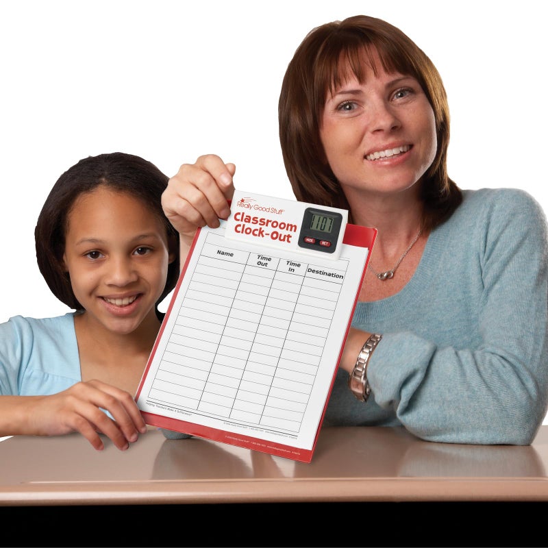 Really Good Stuff Classroom Clock-Out Clipboard - Durable Clipboard with Easy-to-Read Digital Clock - Keep Track of Students with Sign-Out/Sign-in Sheet- Convenient Tool for Classroom Management - Image 4
